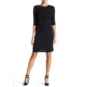 HUGO BOSS dress, Epulina model, 3/4 sleeves. Black stretchy, ruched sides. Small